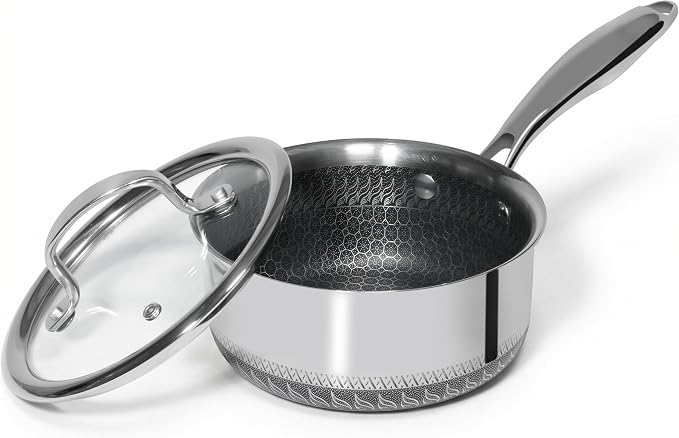 USELUCK Nonstick 1.5-QT Saucepan with Glass Lid,Stainless Steel Pot,Stay-Cool Handle,Dishwasher-Safe,Oven-Safe,Induciton Ready,Compatible with All Cooktops.