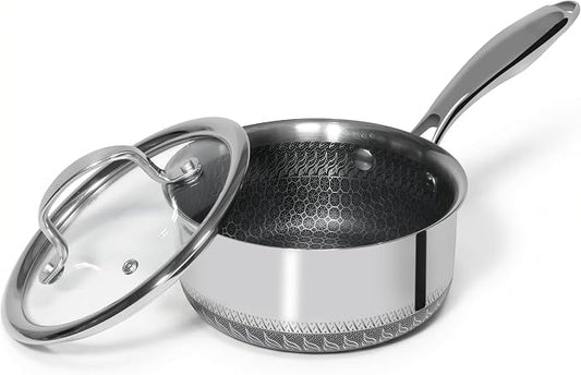 USELUCK Nonstick 1.5-QT Saucepan with Glass Lid,Stainless Steel Pot,Stay-Cool Handle,Dishwasher-Safe,Oven-Safe,Induciton Ready,Compatible with All Cooktops.