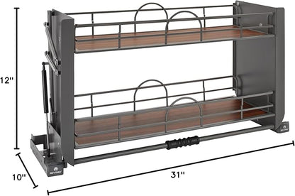Rev-A-Shelf 36" Pull Down Heavy Duty Shelf Organizer for Tall Kitchen/Bathroom Cabinets, Dual Tier Wall Mounted Pantry Storage, Chrome, 5PD-36FOG