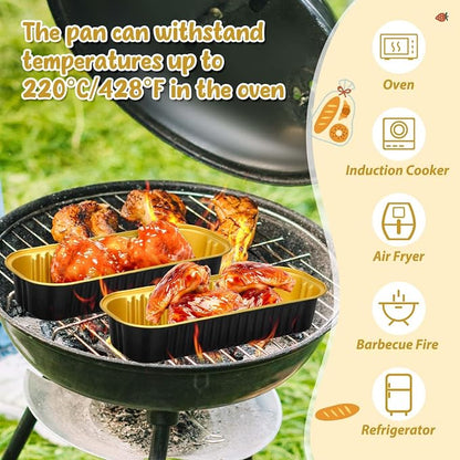 selizo 60 Pack 6.8oz Mini Loaf Baking Cake Pans with Lids, Rectangle Disposable Aluminum Foil Loaf Baking Pans, Small Baking Cake Tins Cup Cake Containers for Individual Cakes