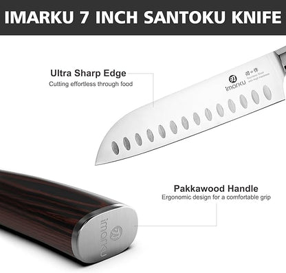 imarku 3 Pieces Knife Set, Japanese High Carbon Stainless Steel Chef Knife Set, Professional Chef Knives with Ergonomic Pakkawood Handle, Ultra Sharp Cooking Knives for Kitchen & Home Cooking