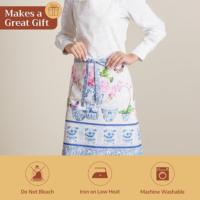 Maison d' Hermine 100% Cotton Apron for women with Pocket Kitchen Chef Apron for Men Cooking Spring Summer