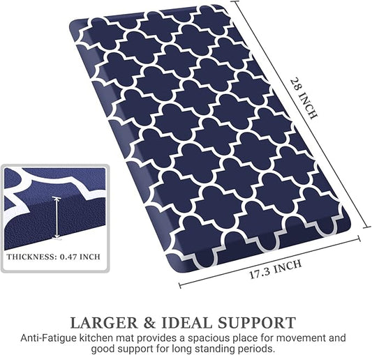 WISELIFE Kitchen Runner Rugs Anti-Fatigue mats,17.3"x 28",Non Slip Waterproof Ergonomic Comfort Mat for Kitchen, Floor Home, Office, Sink, Laundry,Blue