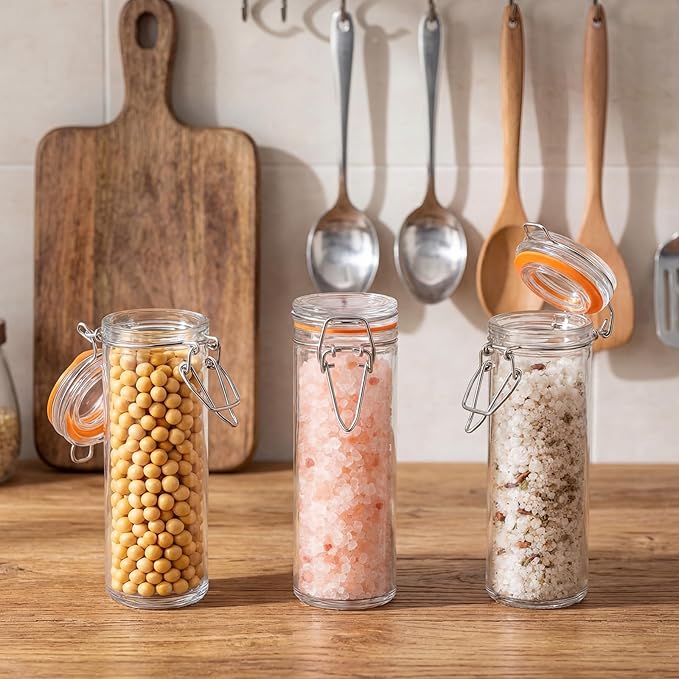 Norme 24 Pcs Glass Spice Jars with Airtight Lid, Leakproof Clamp Containers for Home Kitchen Herb Tea Seasoning Sugar Storage Containers(4 oz)
