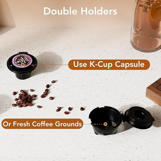 Single Serve Coffee Maker – Brew with Coffee Pods & Grounds, Compatible with Kcup Coffee Pods, Small Sizes Up to 6 8 10 12 14 Oz, 14 Oz Water Reservoir, Easy to Clean for Office Travel Home, Black