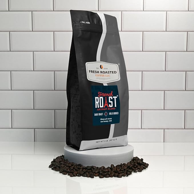 Fresh Roasted Coffee, French Roast Whole Bean Coffee, Dark Roast, Kosher, 2 lb (32 oz)