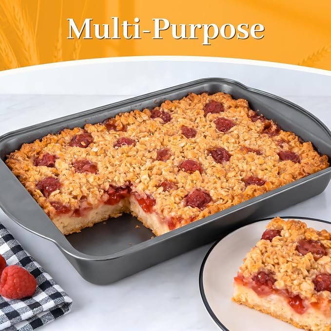 6PCS Deep Baking Pan Set - 17.5 x 9.4 Inch Baking Pans with Cooling Racks & Oven Mitts, Heavy Duty Roasting Pan with Wide Handles, Nonstick Oven Pan for Brownies, Biscuits, and Cake, Black