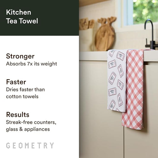 GEOMETRY Christmas Kitchen Towels - Quick Dry Microfiber Cloth Dish Towels for Kitchen Drying - Premium Quick Dry Towel 2-Pack Set - Polar Express