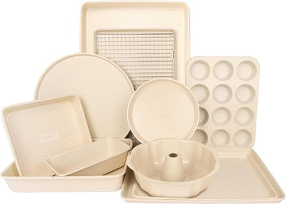 David Burke 9" Square Bake Pan, Carbon Steel, Non-Stick, PFTE & PFOA Free, Oven Safe – Cream