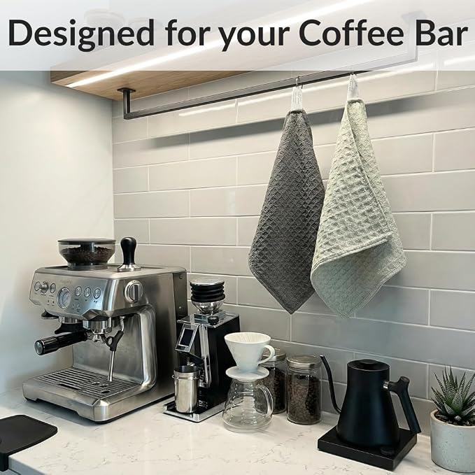 Solyra Barista Towels, 6 Pack, 12" x 12", Dark & Light Gray | Oeko-Tex Certified, Barista Microfiber Cloth, Espresso Towels
