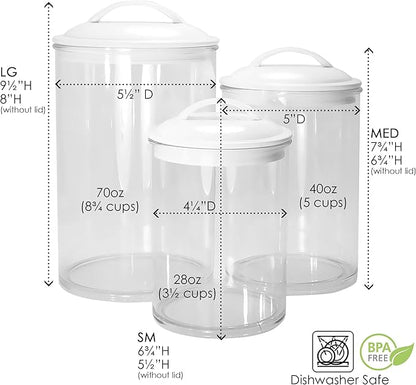 Reston Lloyd Food Storage Containers, BPA Free Airtight Canisters for Cereal, Pasta, Sugar, Coffee, Flour, Cookies, Loose Tea, for Kitchen Organization, Set of 3, Red (Pack of 4)