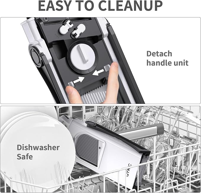 QYKIC Upgrade Safe Mandoline Slicer Biger, Adjustable Vegetable Chopper Potato Slicer, Detachable, Dishwasher Safe Kitchen Chopping Artifact for Meal Prep (BlackWhite)