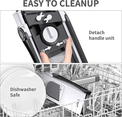 QYKIC Upgrade Safe Mandoline Slicer Biger, Adjustable Vegetable Chopper Potato Slicer, Detachable, Dishwasher Safe Kitchen Chopping Artifact for Meal Prep (BlackWhite)