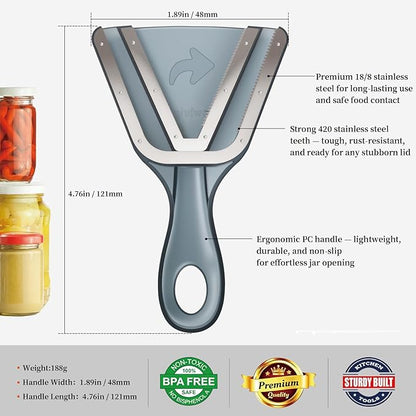 Jar Opener for Weak Hands & Seniors with Arthritis – Easy Twist-Off Lid & Bottle Opener – Ergonomic Non-Slip Handle, Unique Kitchen Gadget & Ideal Christmas Gift for Elderly, Women & Men (Gray)
