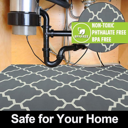 AiBOB Waterproof Under Sink Mat, Absorbent Quick Dry Sink Liners Protect Cabinets, Durable Shelf Liners, Slip Resistant and Non-Adhesive, 24X68 Grey