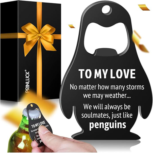 Dad Gifts for Fathers Day, Husband Valentines Day Gifts for Him, To My Love - Beer Bottle Opener, Kitchen Gadgets Gift for Husband from Wife, Penguin Valentine’s Decorations, Fathers Day Birthday Gift