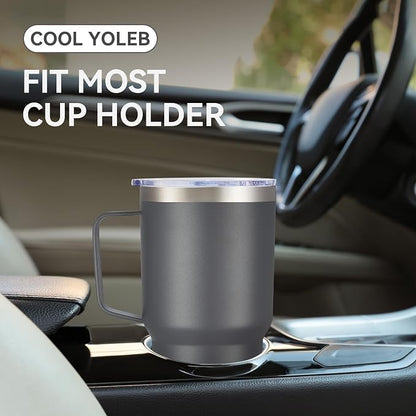 30 oz Tumbler with Handle and Lid, Stainless Steel Tumblers Bulk Double Wall Vacuum Insulated Travel Mug Leak Proof Cup Keep Drinks Cold and Hot Grey, 4 Pack