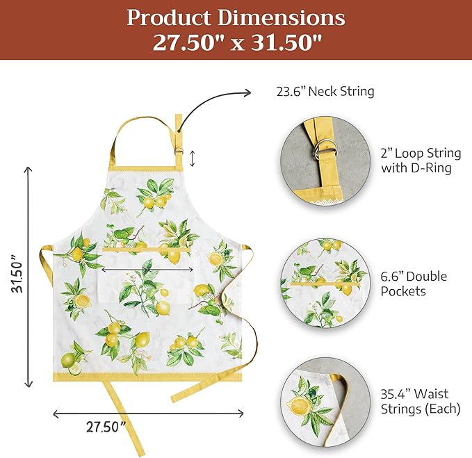 Maison d' Hermine 100% Cotton Apron for women with Pocket Kitchen Chef Apron for Men Cooking Spring Summer