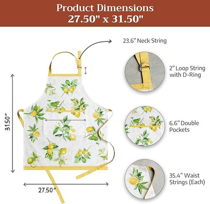 Maison d' Hermine 100% Cotton Apron for women with Pocket Kitchen Chef Apron for Men Cooking Spring Summer