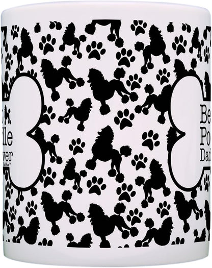 ThisWear Best Poodle Mom Dad Ever Bundle Paws Dogs 2 Pack Gift Coffee Mugs Tea Cups Bone Pattern