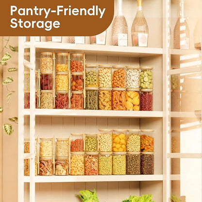 Glass Food Storage Containers with Lids,6-Pack Pantry Storage Canisters Set,32 Ounces Kitchen Jars for Flour,Sugar,Salt,Coffee Beans,Cereal,Spice,Creamer & Overnight Oats