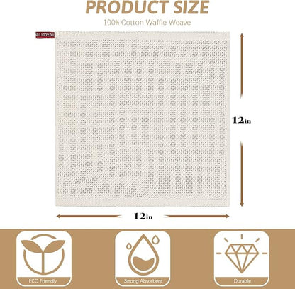 Nialnant 6 Pack 100% Cotton Waffle Weave Kitchen Towels,Soft and Absorbent Kitchen Dish Rags, Dish Cloths for Washing Dishes 12x12 Inches, Beige