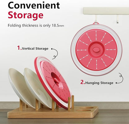 WVM Microwave Splatter Cover Vented for Food with Hook Hole, Splatter Guard & Colander Kitchen Gadget for Food, Meal Prep, Red, M(11"x3.26")-Pack of 1