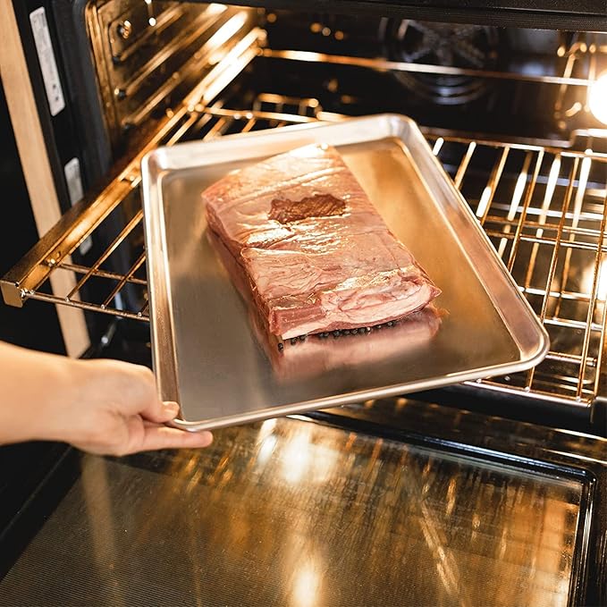 KITCHENATICS Aluminum Half Sheet Size Baking Pans, Nonstick Cookie Sheets for Baking, Oven Safe Baking Sheet Pans, Heavy Duty 1/2 Commercial Baking Sheets for Oven - 13.1" x 17.9" IN, Set of 2