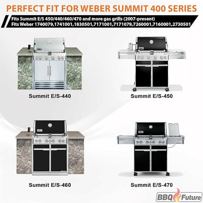 Full Size Griddle Insert for Weber Summit 400 Series E/S 450 440 460 470 Gas Grills With Smoker Box, Heavy Duty Flat Top with Spatula Set for Weber Grill Replacement Parts 67550