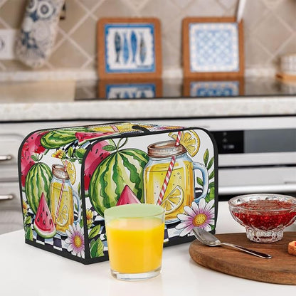 Summer Lemon Watermelon Toaster Cover 2 Slice Wide Slot Washable Kitchen Appliance Covers Fingerprint Bread Machine Dust Cover Small Toaster Oven Accessories Covers Bread Maker Bag Women Gift