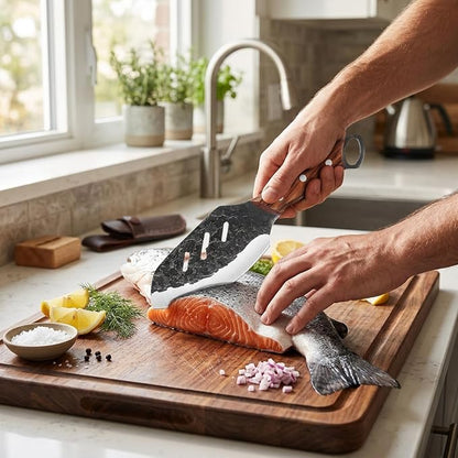 KOFERY Serbian Butcher Knife Hand Forged Viking Cleaver with Full Tang Hammered 4Cr13MoV Steel for Kitchen, Camp & BBQ | Heavy Duty Chef Knife with Pakkawood Handle, Leather Sheath & Sharpener