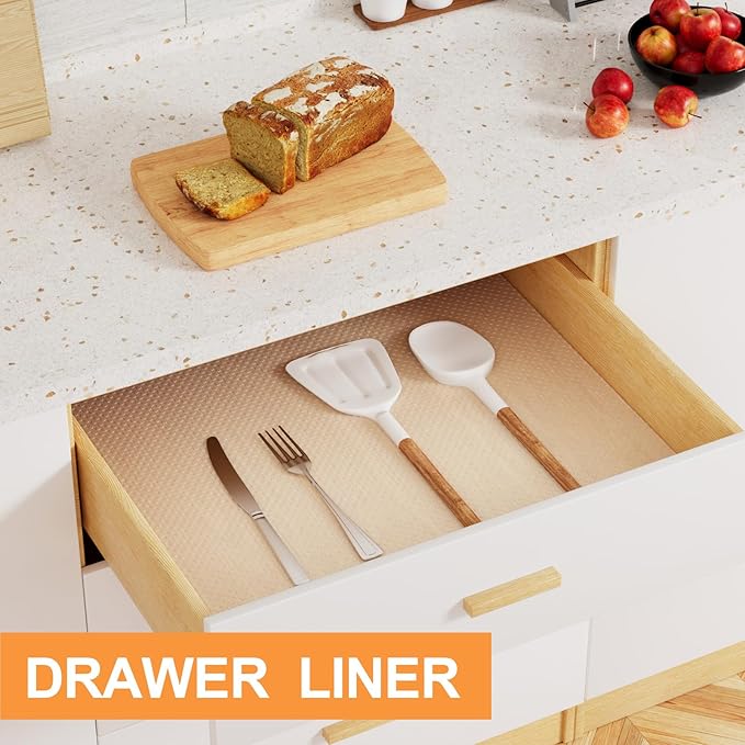 FLPMIX Clear Cabinet Drawer Liner: Translucence Waterproof Refrigerator Shelf Liner 16 x 120'' - Kitchen Bathroom Cupboard Mat for Pantry Shelves