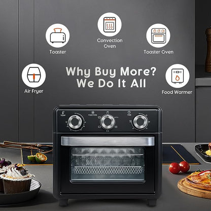 10QT Air Fryer Toaster Oven Combo, 3-Layer Cooking Air Fryer Oven with Visible Window, Countertop Airfryers with 5 in 1 Functions, Cooks 6 Toast slices at once, Compact capacity for small kitchen
