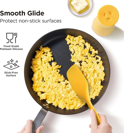 Kitchen Mama WaltzGrip Platinum Silicone Scraping Spatula: Heat Resistant, Seamless, Non Stick for Frying Pan Cookware, Safe, Flexible Bowl Scraper - Ideal for Mixing, Baking, Stirring (Yellow)