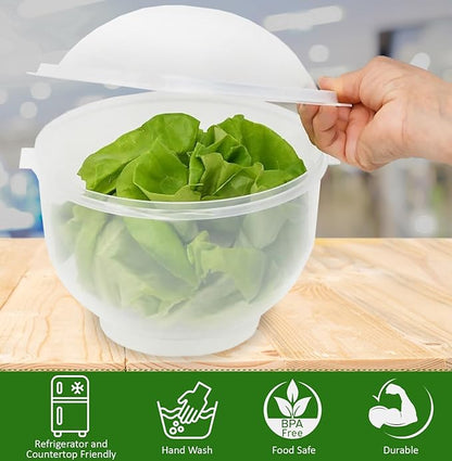 Home-X Lettuce Keeper - BPA-Free Lettuce Keeper for Refrigerator to Keep Salads and Vegetables Fresh - 7" x 8" Lettuce Crisper with Drainage Reservoir - Clear See-Through Vegetable and Fruit Crisper