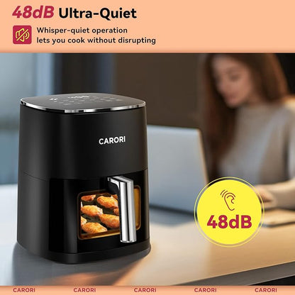 Air Fryer 12 Preset with Viewing Window, 6Qt Large Capacity, 400℉ Max Crisp, Airfryer, Bake, Roast, Dehydrate, Reheat, 1700W Quick Even Easy Meals, Nonstick Dishwasher Safe Basket