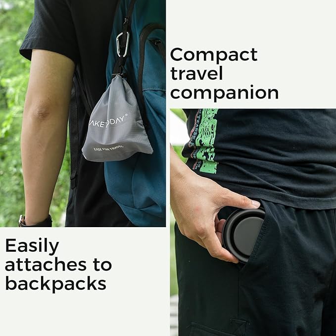 TakeToday 4PCS Collapsible Travel Cup 8 oz - Silicone Foldable Water Cup, BPA-Free with Lid & Waterproof Bag - Drinking Cup Set for Camping, Outdoors & International Travel