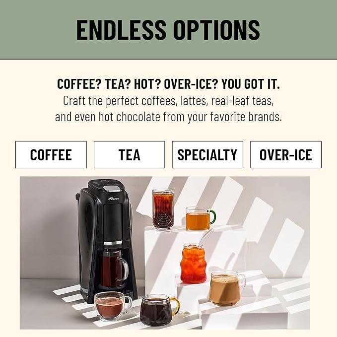 Flavia Aroma Brewer Bundle with 84 Freshpacks and 1 Merchandiser - Coffee Machine, Makes Coffee, Lattes, Tea, and other Hot or Iced Beverages, Multiple Brew Sizes, Black, Works ONLY with Freshpacks