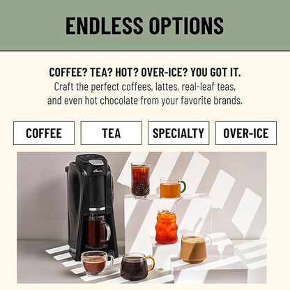 Flavia Aroma Brewer Bundle with 84 Freshpacks and 1 Merchandiser - Coffee Machine, Makes Coffee, Lattes, Tea, and other Hot or Iced Beverages, Multiple Brew Sizes, Black, Works ONLY with Freshpacks