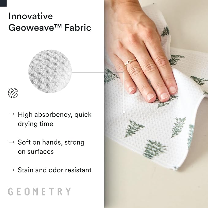 GEOMETRY Holiday Kitchen Dish Cloths - Quick Dry Dishcloths for Kitchen - Premium Dish Rags with Geoweave - 3-Pieces (Wrapped Up, 10"x10")