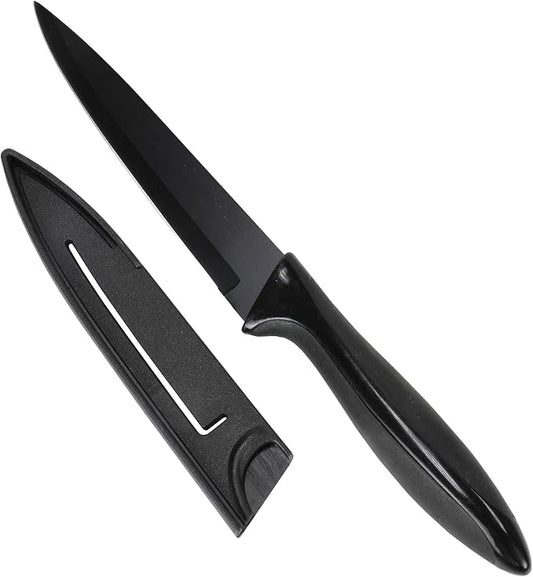 Chef Craft Premium Utility Knife with Sheath, 5 inch Blade 10 inches in Length, Black