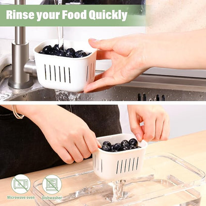 Divided Serving Tray with Lid - 2 Pack Fresh Keeper Fruit Storage Containers for Fridge Stackable Vegetable Saver for Refrigerator Airtight Snack Organizer Containers 6 Boxes