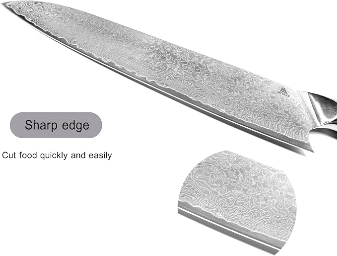 Miyake Chef Knife Santoku Knife 8.5 inch, Professional Kitchen Knife High Carbon Steel Sharp Blade with Abalone Shell Resin Handle, Gift Box Included