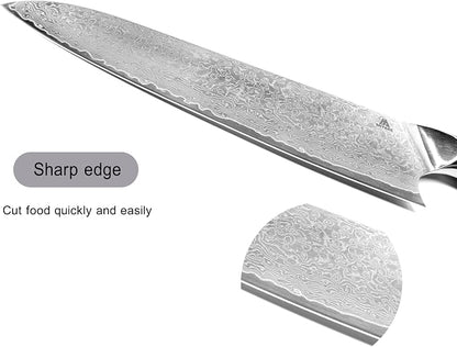 Miyake Chef Knife Santoku Knife 8.5 inch, Professional Kitchen Knife High Carbon Steel Sharp Blade with Abalone Shell Resin Handle, Gift Box Included
