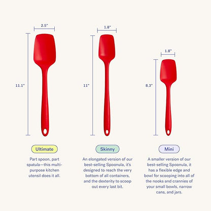 GIR: Get It Right Premium Seamless Spoonula - Non-Stick Heat Resistant Silicone Scraper Spatula - Perfect for Mixing, Serving, Scraping, Stirring, and More - Ultimate - 11 IN, Red