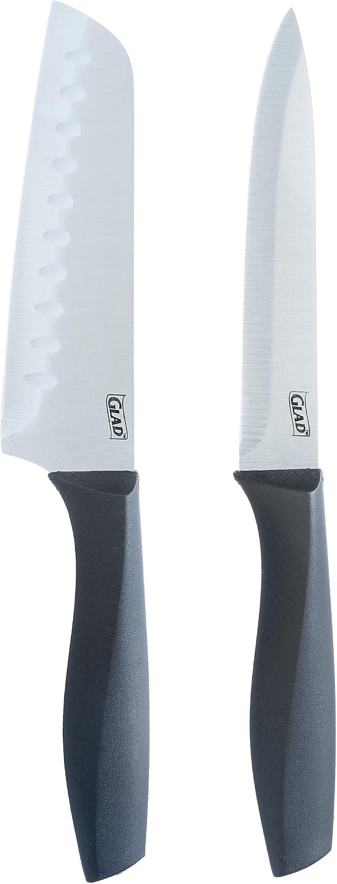 Glad Knife Set with Cutting Board, 5 Pieces | Sharp Santoku and Utility Knives with Blade Covers and Plastic Chopping Block | Kitchen Cooking Accessories