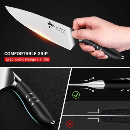 MAD SHARK Chef Knife 8 inch Chopping Knife High Carbon Stainless Steel Shark Chef's Knives with Ergonomic Handle, Cooking Knife with Gift Box, Birthday Gifts for Mom/Dad, Black