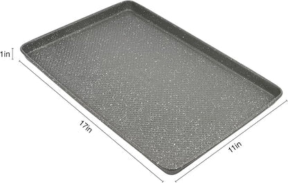 David Burke 17"/17" Cookie Sheets – Carbon Steel, PFTE & PFOA Free, Oven Safe, Non-Toxic, Perfect for Baking and Roasting – Gray Speckle (2-Pack)