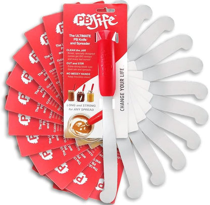 PB-JIFE! The Ultimate PB knife. Stir, scrape, and clean the BIG Jars (Red, 12)