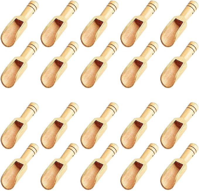 20pc Mini Wooden Spoons，Mini Bamboo Spoons for Bath Salts, tea scoop, Washing Powder spoon，wooden candy spoon